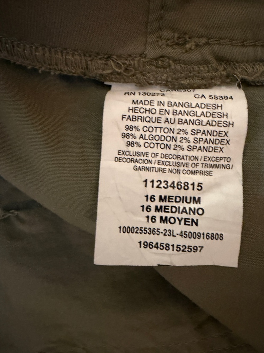 Lee Olive Green Waistband Pants with Branded Patch - Picture 4 of 5